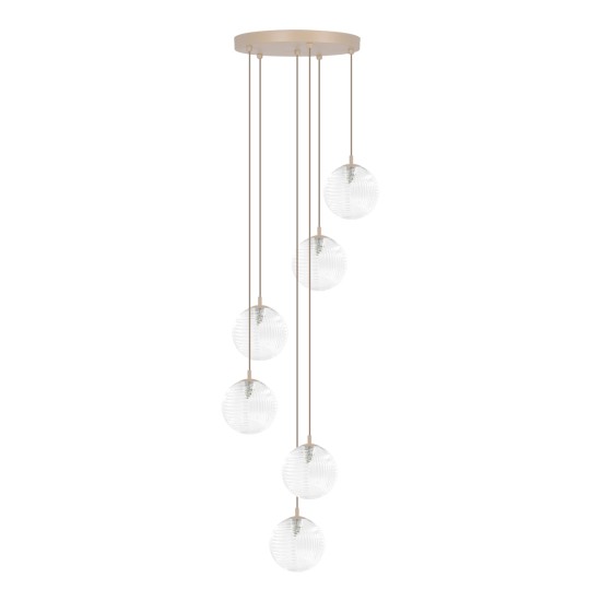 KAJA CHANDELIER TESORO GLASS BEIGE 6XG9 Ø12 K-5701
