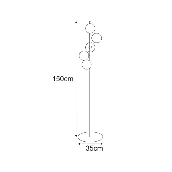 KAJA FLOOR LAMP MONZA GLASS Ø12 GRAPHITE 5XG9 K-5705
