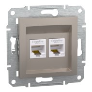 SCHNEIDER ASFORA РОЗЕТКА КОМПЮТЪРНА ДВОЙНА 2XRJ45 Cat.5 UTP БРОНЗ EPH4400169
