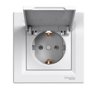 SCHNEIDER ASFORA WHITE  SINGLE SOCKET OUTLET WITH LID  2P+E 16A EPH3100121