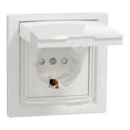 SCHNEIDER ASFORA SINGLE SOCKET OUTLET WITH SIDE EARTH,LID IP44 16A  WHITE EPH3100321