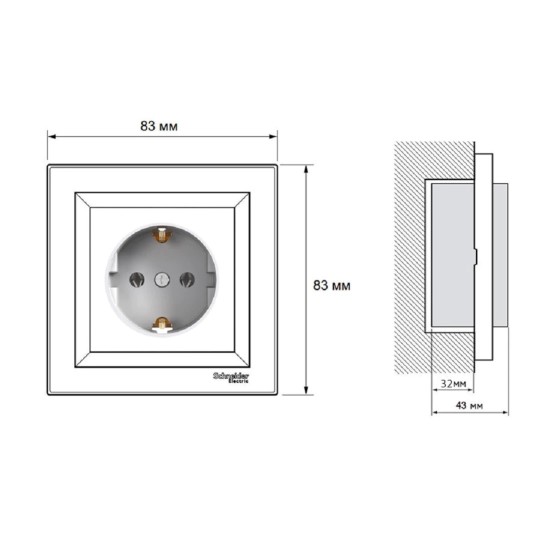 SCHNEIDER ASFORA WHITE  SINGLE SOCKET SHUTTERS OUTLET 2P+E 16A EPH2900221