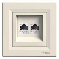 SCHNEIDER ASFORA РОЗЕТКА КОМПЮТЪРНА ДВОЙНА 2хRJ45 Cat.5 UTP КРЕМ EPH4400123 