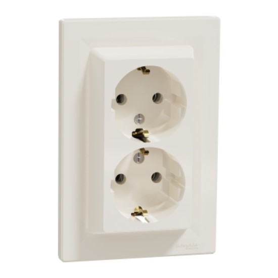 SCHNEIDER ASFORA КОНТАКТ ДВОЕН ШУКО КРЕМ 2P+E 16A EPH9900123