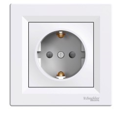 SCHNEIDER ASFORA WHITE  SINGLE SOCKET SHUTTERS OUTLET 2P+E 16A EPH2900221