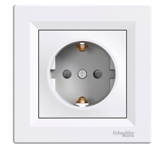 SCHNEIDER ASFORA WHITE  SINGLE SOCKET SHUTTERS OUTLET 2P+E 16A EPH2900221