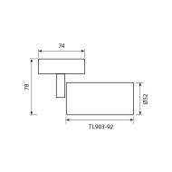 VIVALUX СПОТ ЗА РЕЛСОВ МОНТАЖ  92 MM TL903 БЯЛ LUX GU10
