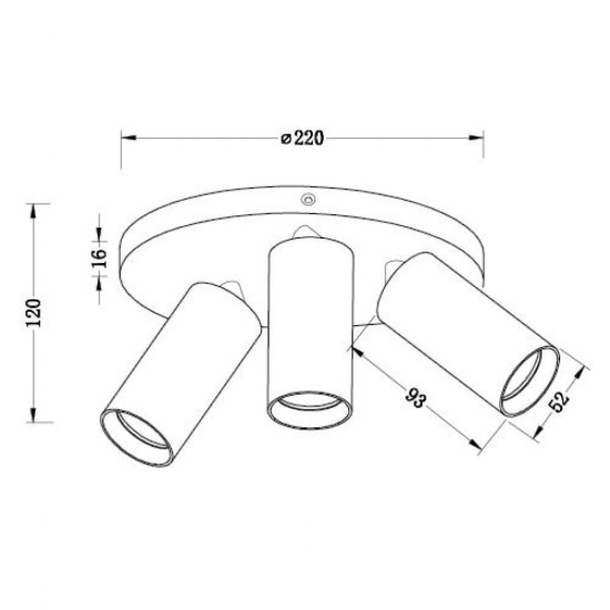 VIVALUX ROUND CEILING SPOT SP713-3R BK LUX ∙ BLACK ∙ 3XGU10