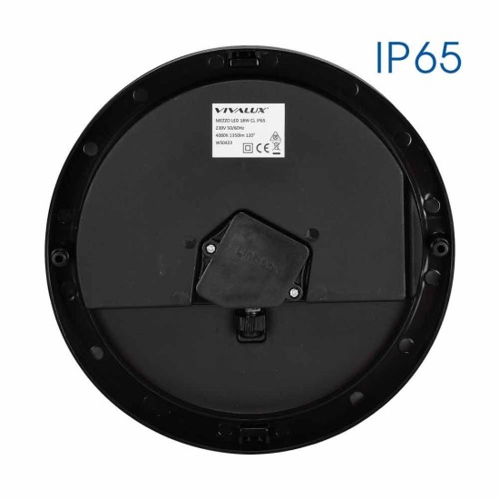 VIVALUX  LED CEILING LIGHT MEZZO/R LED ∙ 18W ∙ BLACK ∙ 4000K ∙ IP65 VIV004745