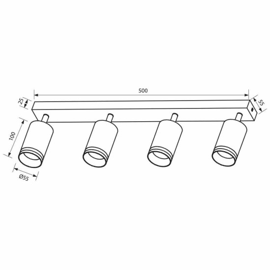 VIVALUX LINEAR CEILING SPOT SP734-4L BK KING ∙ BLACK ∙ 4XGU10