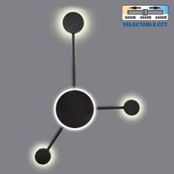 VIVALUX LED LIGHTING FIXTURE GEMINI LED 19W  BLACK CCT-SWITCH  3000K-4000K-6400K