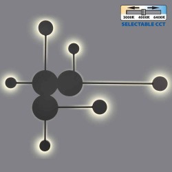 VIVALUX LED LIGHTING FIXTURE GEMINI LED 22W  BLACK CCT-SWITCH  3000K-4000K-6400K