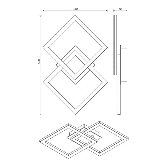 VIVALUX LED LIGHTING FIXTURE SONOMA LED SQ2  20W BLACK 4000K VIV005033