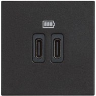 BTICINO CLASSIA SOCKET 2xUSB TYPE C 5Vdc 2-MODE BLACK RG4286C2