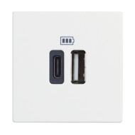 BTICINO CLASSIA SOCKET 2xUSB TYPE A+C 5Vdc 2-MODE WHITE RW4287C2 