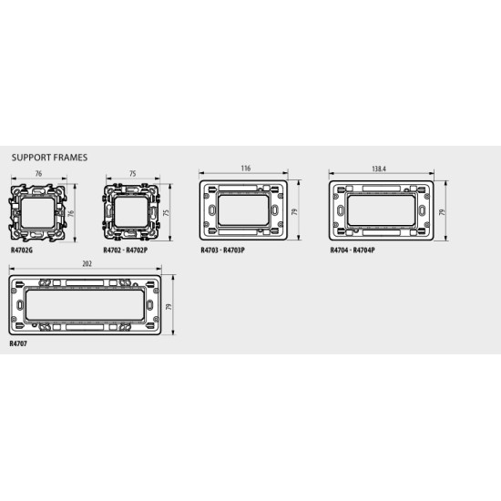 BTicino Classia MOUNTING FRAME 3MOD. METALLIC R4703